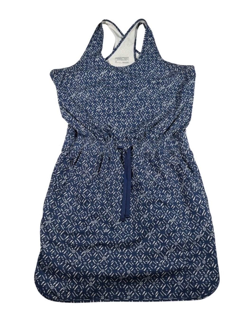 Patagonia Navy and White Printed Racerback Dress Medium